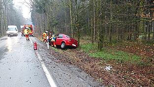 Das Auto blieb an einer Böschung hängen.
