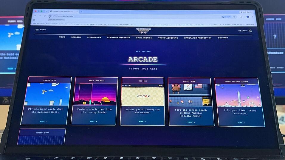 Das zweite Spiel von links, &laquo;Build The Wall&raquo;, ist mittlerweile nicht mehr auf der Arcade-Webseite des Wei&szlig;en Hauses abrufbar. (Archivbild)