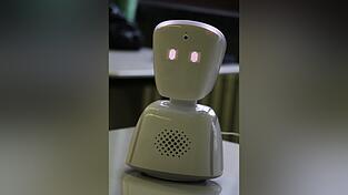 Der Avatar - die 9b nennt ihn liebevoll 'Gustl' - kann seinen Kopf drehen und Gefühle über die Stellung der Augen ausdrücken. Die kranken Kinder bedienen den kleinen Roboter über ein Tablet daheim.
