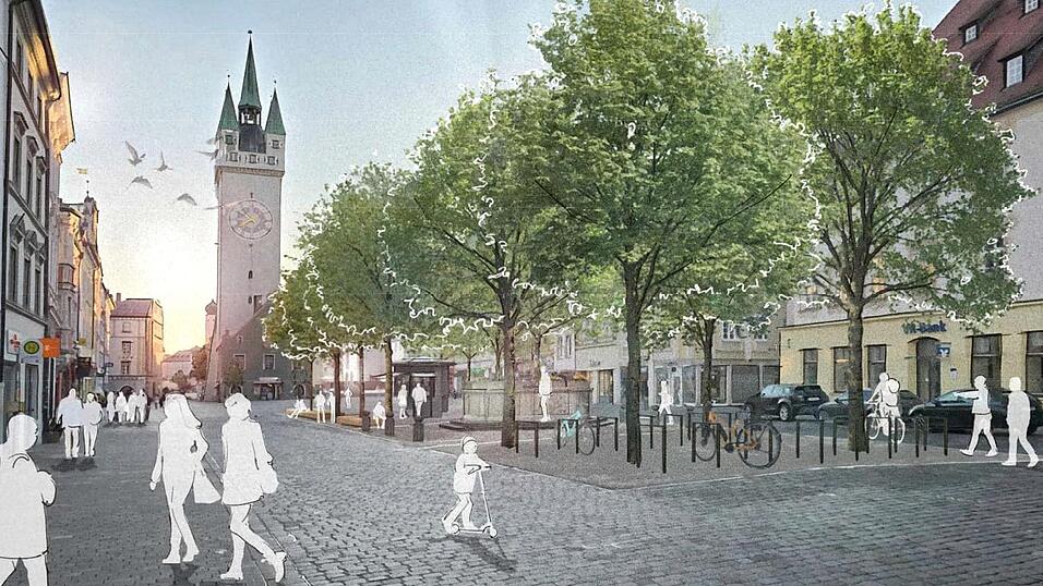 Etwa in 15 Jahren soll der Ludwigsplatz so wie auf dieser Visualisierung aussehen. Schon im kommenden Frühjahr sollen die Bäume gepflanzt und der Platz dazwischen entsiegelt werden.