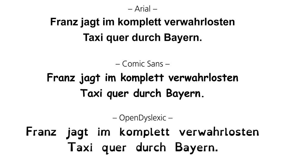 Drei Schriftarten im Vergleich.