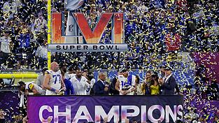 Gro&szlig;er Jubel bei den Super-Bowl-Champions von den Los Angeles Rams.
