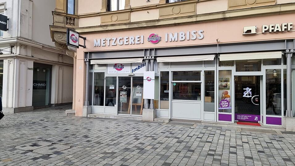 Die Filiale der Metzgerei Braidt auf dem Ludwigsplatz.