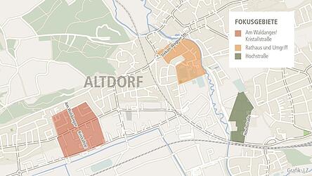 In diesen drei Gebieten w&uuml;rde sich ein W&auml;rmenetz laut Planer theoretisch lohnen.