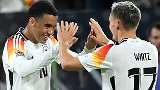 Brillieren im Nationalteam zusammen: Jamal Musiala (l) und Florian Wirtz. Brillieren im Nationalteam zusammen: Jamal Musiala (l) und Florian Wirtz.