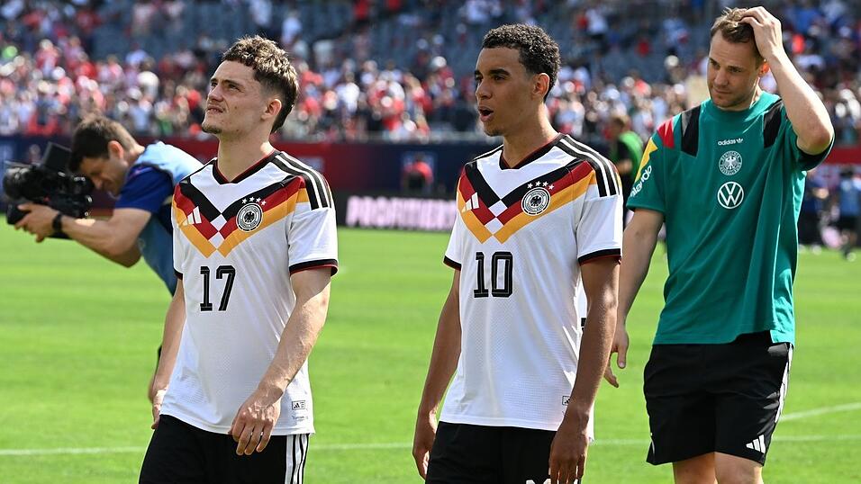 In Amerika nur Scheinriesen: Florian Wirtz (l) und Jamal Musiala. (Archivbild) In Amerika nur Scheinriesen: Florian Wirtz (l) und Jamal Musiala. (Archivbild)