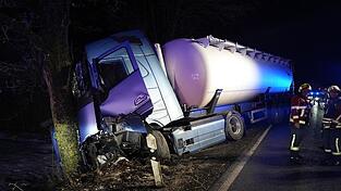 Der Lastwagen prallte gegen einen Baum.&nbsp;