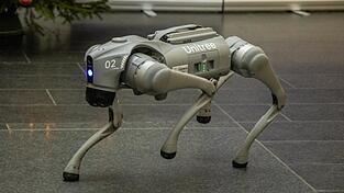 Der vierbeinige Roboter Speedy ist auf seine eigene Weise intelligent und agiert entsprechend. Der vierbeinige Roboter Speedy ist auf seine eigene Weise intelligent und agiert entsprechend.