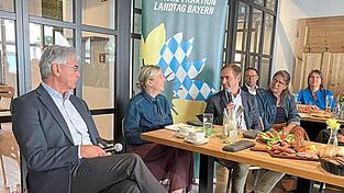 Katharina Schulze (2. v. l.) im Gespräch mit Joe Kaeser (l.) und Philipp Lahm. Katharina Schulze (2. v. l.) im Gespräch mit Joe Kaeser (l.) und Philipp Lahm.
