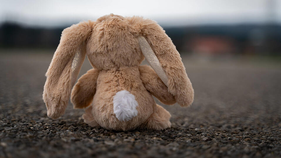 Ein verlassenes Stofftier sitzt allein auf einer Stra&szlig;e. Das Kreisjugendamt unterst&uuml;tzt, ber&auml;t und sch&uuml;tzt Kinder, Jugendliche und Familien im Landkreis Kelheim. Rund zehn Prozent des Gesamthaushalts des Landkreises Kelheim flie&szlig;en in die Jugendhilfe.