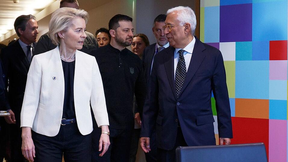 Tauschten sich telefonisch zur Lage aus: Ursula von der Leyen, Wolodymyr Selenskyj und António Costa. (Archivbild)
