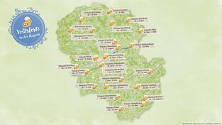 Wo und wann in der Region Landshut 'o'zapft is' (Die Karte erhebt keinen Anspruch auf Vollständigkeit). Wo und wann in der Region Landshut 'o'zapft is' (Die Karte erhebt keinen Anspruch auf Vollständigkeit).