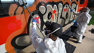 Schmierereien verursachen Millionen-Sch&auml;den bei der Bahn. (Archivbild)