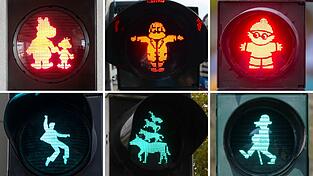 Deutschlandweit werben St&auml;dte an Ampeln mit ihren Maskottchen. (Archivbild)
