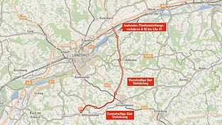 In diesem Jahr scheint laut Bauamt ein Planfeststellungsbeschluss f&uuml;r den Weiterbau bis zur LA 14 m&ouml;glich zu sein. Die weiteren Abschnitte bis zur B15 befinden sich noch in fr&uuml;heren Planungsphasen.