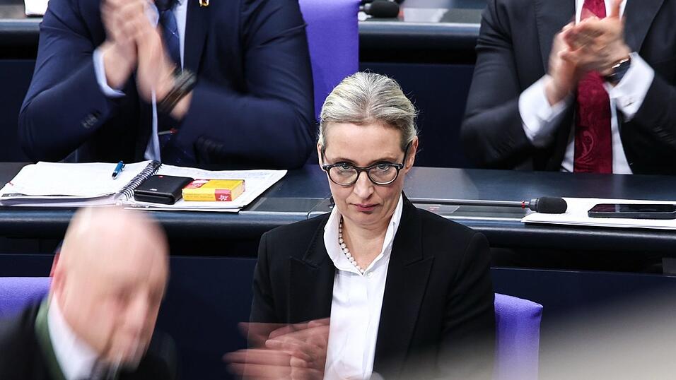 Die AfD-Fraktionsvorsitzende, Alice Weidel, hatte sich am Mittwoch über das Ergebnis der Abstimmung zum 5-Punkte-Plan von Merz gefreut. Am Freitag blieb ihrer Fraktion nur Abwarten, während Abgeordnete anderer Fraktionen miteinander berieten.