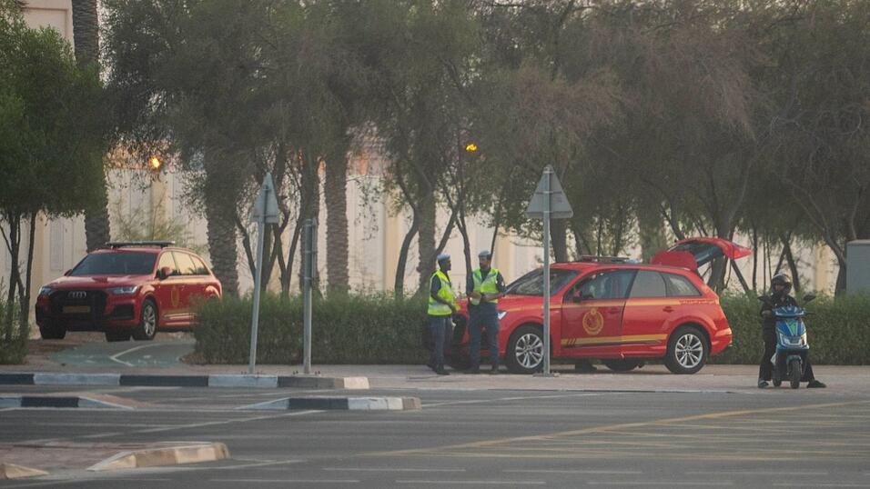 Sicherheitskräfte am Ort des israelischen Angriffs in Doha.