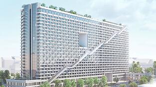 Ein Blick in die Zukunft des Arabellahochhauses mit öffentlichem Dachgarten und der längsten Rolltreppe Europas: Das ikonische Scheibenhochhaus aus den Sechzigerjahren soll transformiert werden. Ein Blick in die Zukunft des Arabellahochhauses mit öffentlichem Dachgarten und der längsten Rolltreppe Europas: Das ikonische Scheibenhochhaus aus den Sechzigerjahren soll transformiert werden.