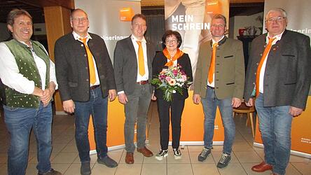Die neue Vorstandschaft der Schreinerinnung (v.l.): Bezirksvorsitzender Hans Wirth, Stefan Rockinger, Prackenbach (Kassenpr&uuml;fer), Stefan Zitzelsberger Linden (Beisitzer) Michael H&ouml;lzl, Prackenbach (stellv. Obermeister), Agnes Birnb&ouml;ck, Regen (Gesch&auml;ftsf&uuml;hrerin) Michael H&ouml;lzl, March, (Innungsobermeister), Tobias Haller, Bodenmais und Tobias Jungmann, Teisnach (beide Beisitzer).