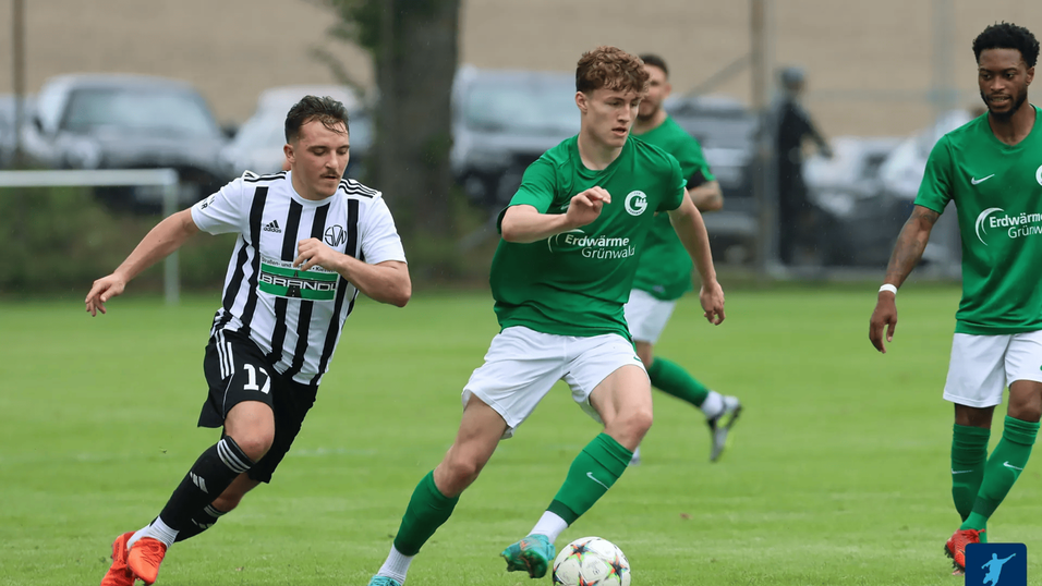 Zu sp&auml;t dran: Stefan Brenninger (li.) und sein SVN liefen im ersten Durchgang der Gr&uuml;nwalder Musik hinterher und konnten die hohe Hypothek in den zweiten 45 Minuten nicht mehr geradebiegen.