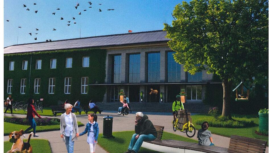 So k&ouml;nnte der Landshuter Bahnhofsvorplatz aussehen, wenn er nach den Visionen der Studierenden nachhaltig und lebenswert gestaltet w&uuml;rde.