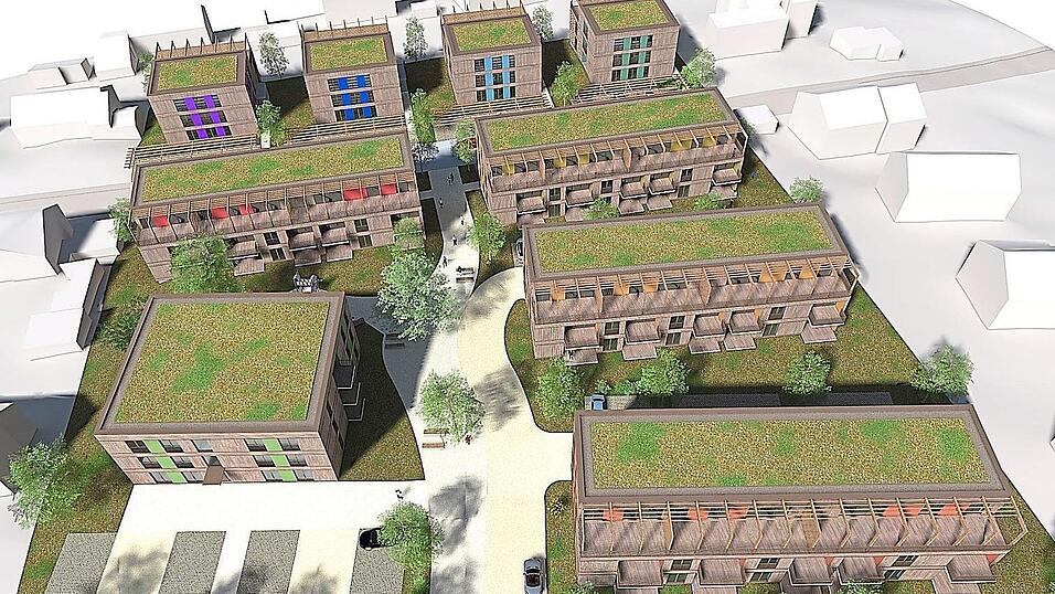 81 Wohnungen in neun dreigeschossigen Gebäuden: das geplante „Ludwigs-Quartier“ an der Wolf-Straße und der Dr.-Aicher-Straße