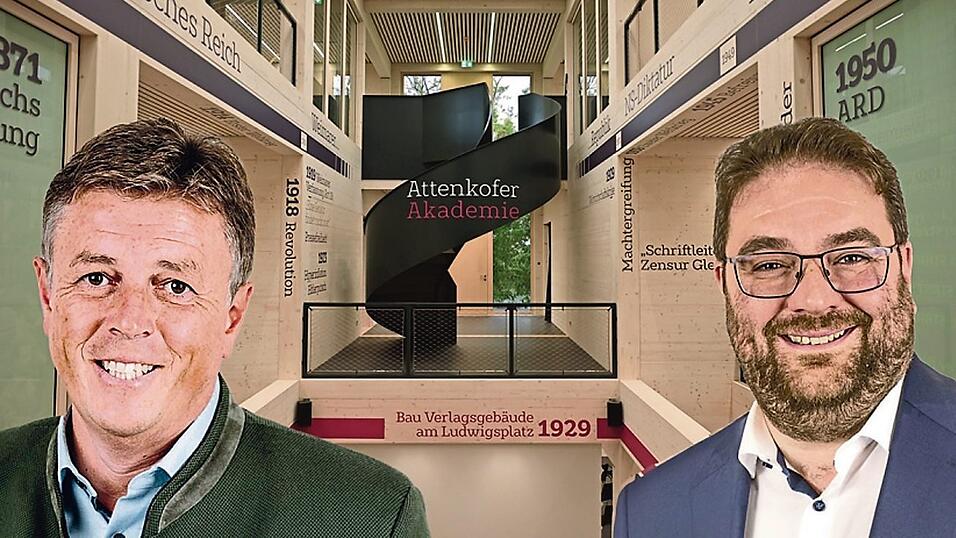 Treffen in der Attenkofer-Medienakademie aufeinander: Ewald Seifert (l., CSU) und Tobias Beck (Freie W&auml;hler)
