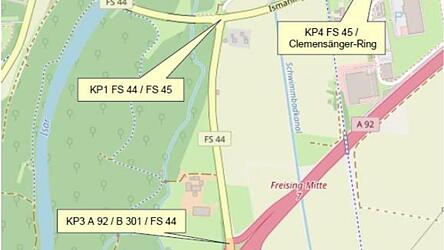 Der Verkehr am neuralgischen Knotenpunkt FS 44/FS 45 soll durch längere Abbiege- und Auffahrtstreifen entzerrt werden.