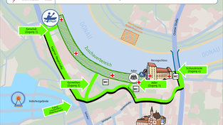 Der Übersichtplan für Besuchende des Gäubodenvolksfestmontags. Der Übersichtplan für Besuchende des Gäubodenvolksfestmontags.