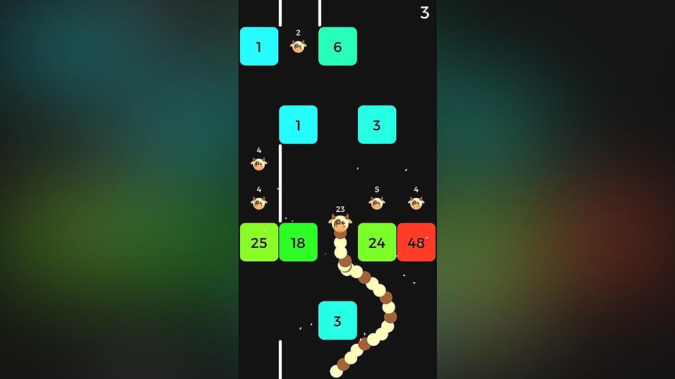 Um viele, viele Punkte geh es im App-Game 'Snake VS Block'. Das macht s&uuml;chtig.