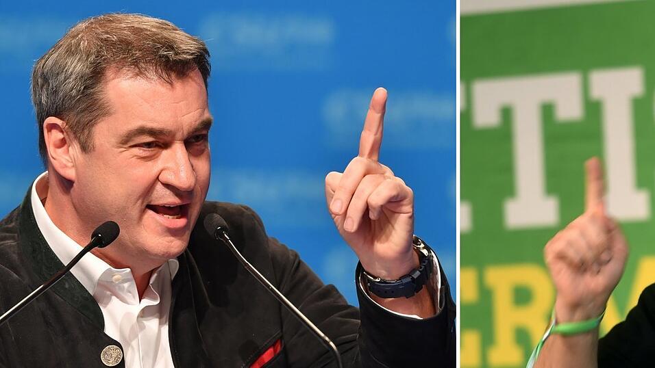 Markus Söder (l.) und Robert Habeck liefern sich ein Fernduell. Markus Söder (l.) und Robert Habeck liefern sich ein Fernduell.