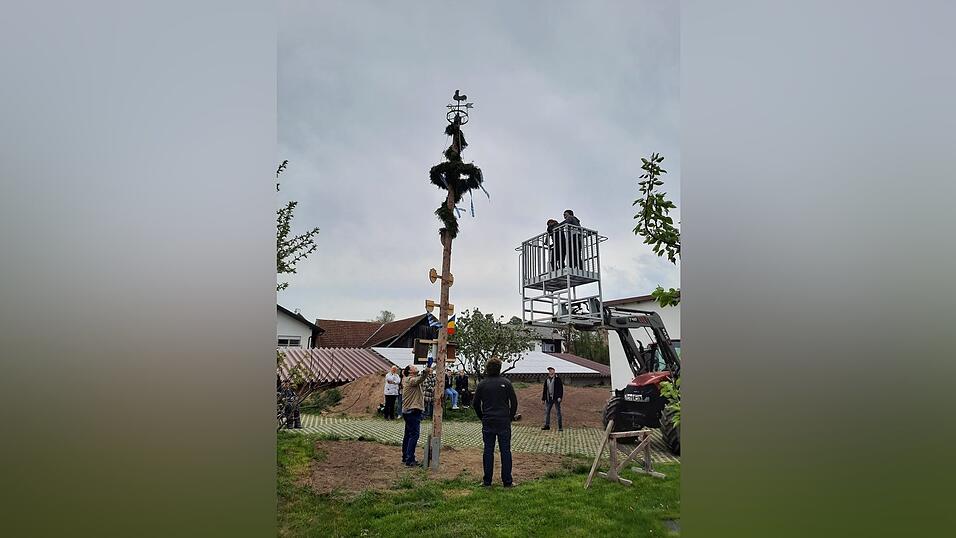 Die Familie Ried aus Mirskofen hat ihren eigenen Maibaum aufgestellt.