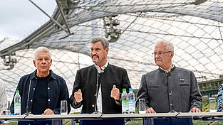 München würde von Olympia profitieren - da sind sich (v. l.) Münchens OB Dieter Reiter (SPD), Ministerpräsident Markus Söder (CSU) und Innenminister Joachim Herrmann (CSU) einig.