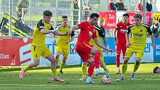 Die DJK Vilzing (in Gelb) hatte gegen Augsburg II Anlaufschwierigkeiten und vorne wollte wenig klappen.