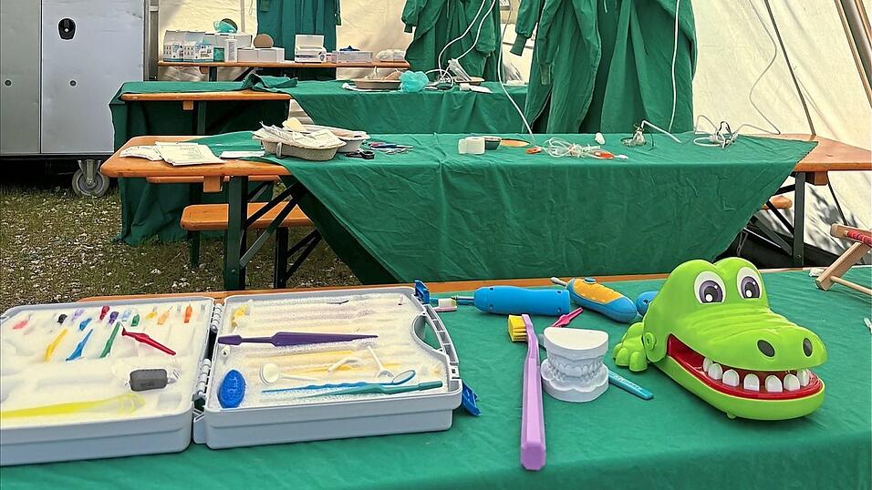 Von Dentalbesteck &uuml;ber Zahnb&uuml;rsten bis zu Infusionen reicht das Material, mit dem die Stofftiere in der Teddyklinik behandelt werden.