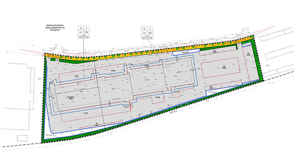 Der Geltungsbereich des Bebauungsplans ist rund 4,7 Hektar groß. Der Geltungsbereich des Bebauungsplans ist rund 4,7 Hektar groß.