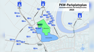 Der Parkplatzplan für das Gäubodenvolksfest 2024.