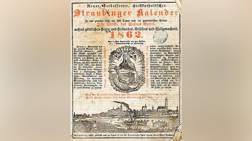 Titelblatt des 'Straubinger Kalenders' 1862 (G&auml;ubodenmuseum Straubing)