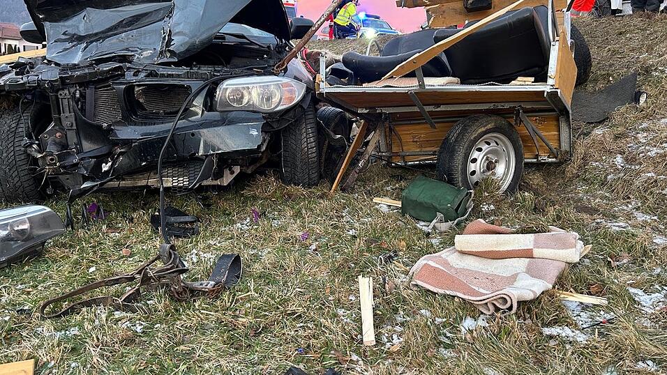 Sowohl die Kutsche als auch das Auto sind bei dem Unfall schwer beschädigt worden.