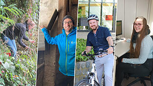 Biodiversitätsberater Anna Stöttner und Martin Graf, Klimaschutzmanager André von Mensenkampff und Anna Ruhland (von links).
