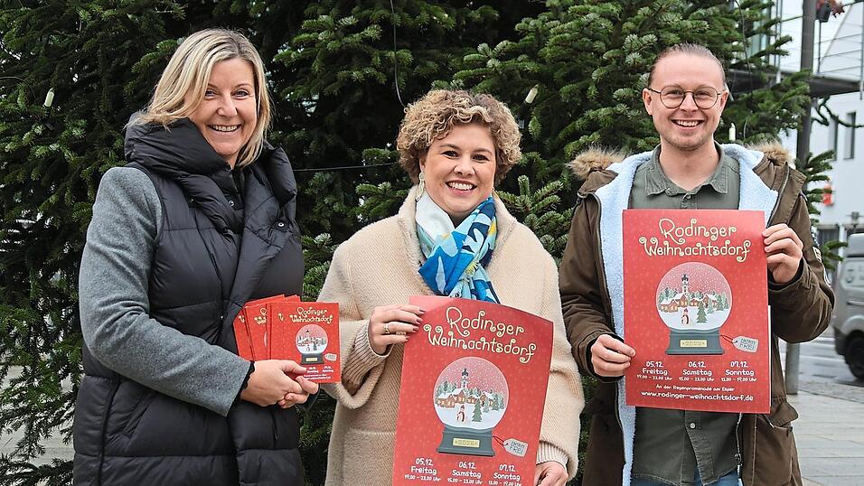 Die Vorfreude ist groß bei Birgit Lehner, Alexandra Riedl und Sebastian Gabler. Sie stellen das Programm des dreitägigen Rodinger Weihnachtsdorfes am zweiten Adventswochenende vor.