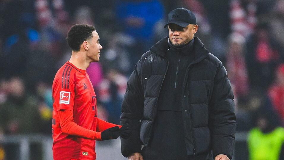 Wollen mit Bayern gegen Leverkusen gewinnen: Jamal Musiala und Vincent Kompany. Wollen mit Bayern gegen Leverkusen gewinnen: Jamal Musiala und Vincent Kompany.