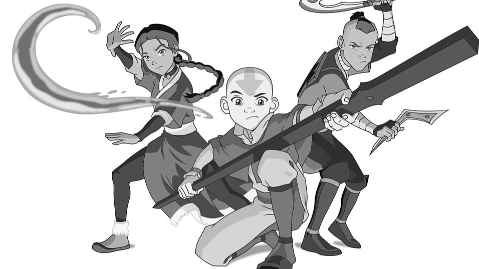 Die Serie 'Avatar': Katara, Aang und Sokka (von links) m&uuml;ssen in der Serie 'Avatar' die Welt vor den Feuerb&auml;ndigern retten.