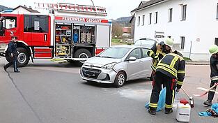 Mitglieder der FFW reinigten die Fahrbahn. Mitglieder der FFW reinigten die Fahrbahn.