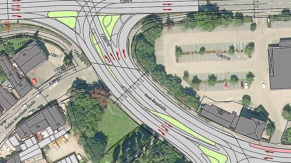 Das Kupfereck k&uuml;nftig: Zwischen dem s&uuml;dlichen Teil der B15 (Neue Bergstra&szlig;e) und ihrem n&ouml;rdlichen Abschnitt (Wittstra&szlig;e) wird es Doppelspuren in beide Richtungen geben.