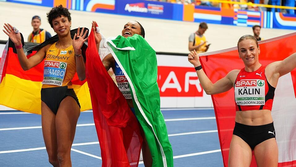 Malaika Mihambo (l) musste sich Larissa Iapichino (M) und Annik Kälin (r) geschlagen geben. Malaika Mihambo (l) musste sich Larissa Iapichino (M) und Annik Kälin (r) geschlagen geben.