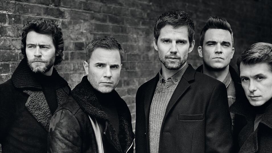 Take That, diesmal weniger bunt (von links): Howard Donald, Gary Barlow, Jason Orange, Robbie Williams und Mark Owen Take That, diesmal weniger bunt (von links): Howard Donald, Gary Barlow, Jason Orange, Robbie Williams und Mark Owen