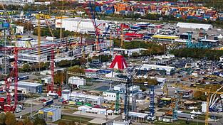 Aufbau der Bauma, Weltleitmesse f&uuml;r Baumaschinen.