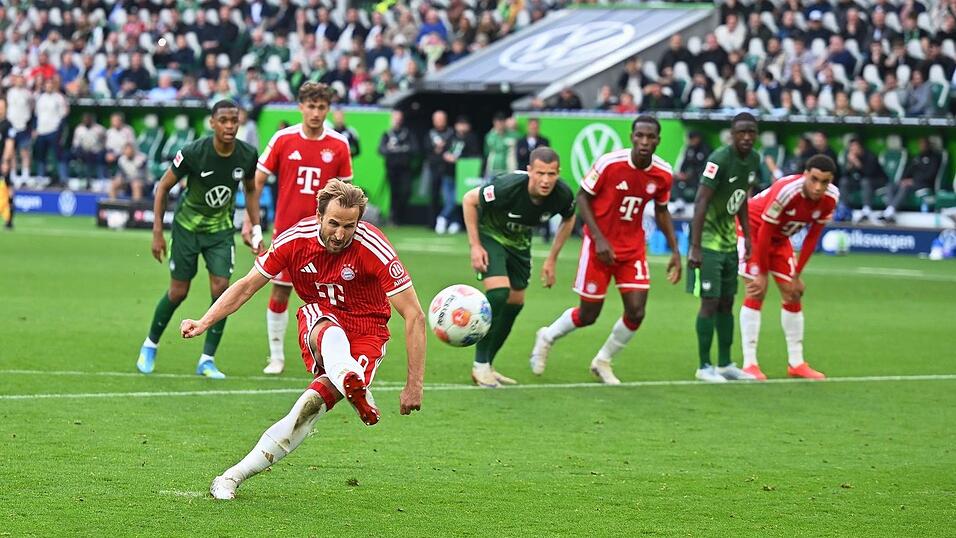 Der erste Elfmeter-Fehlschuss seiner Bundesliga-Karriere: Harry Kane im Spiel gegen den VfL Wolfsburg.