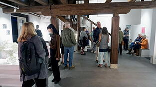 Viele Menschen besuchten die Galerien an dem Abend. Viele Menschen besuchten die Galerien an dem Abend.